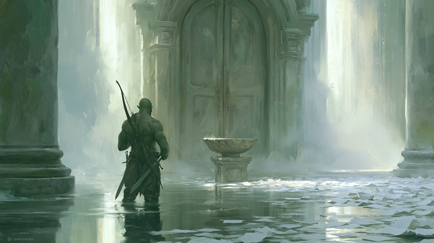 Призрачный библиотекарь в тумане / Spectral librarian in the fog